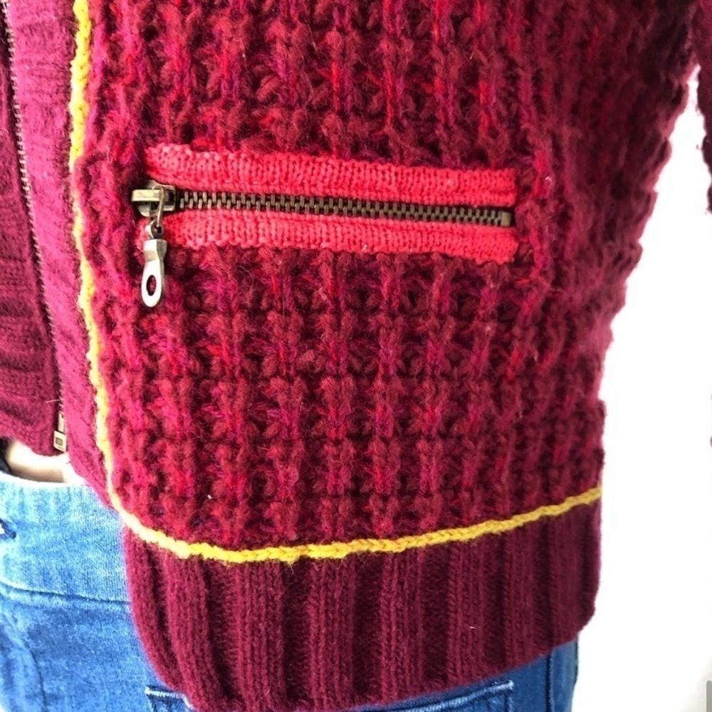 Free People thick knit cardigan front zipper wool blend - Picture 15 of 16